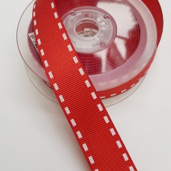 Kırmızı Çizgili Baskılı Kurdele 2,5 cm-DGK-1177 Kırmızı Çizgili Baskılı Kurdele 2,5 cm-DGK-1177
