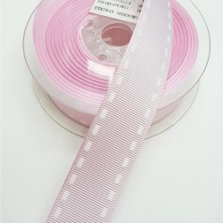 Açık Pembe Çizgili Baskılı Kurdele 2,5 cm-DGK-1179