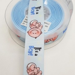 Mavi Bebek Baskılı Kurdele 2,5 cm-DGK-1189 Mavi Bebek Baskılı Kurdele 2,5 cm-DGK-1189