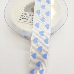 Mavi Kalp Baskılı Kurdele 2,5 cm-DGK-1190 Mavi Kalp Baskılı Kurdele 2,5 cm-DGK-1190
