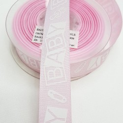 Pembe Baby Baskılı Kurdele 2,5 cm-DGK-1194