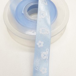 Mavi Ayıcık Baskılı Kurdele 2,5 cm-DGK-1195 Mavi Ayıcık Baskılı Kurdele 2,5 cm-DGK-1195