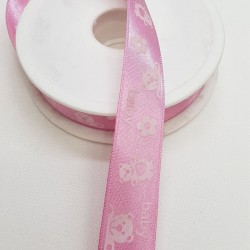 Pembe Ayıcık Baskılı Kurdele 2,5 cm-DGK-1196