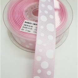 Pembe Noktalı Baskılı Kurdele 2,5 cm-DGK-1199