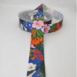 Turuncu Çiçekli Desenli Grogren Kurdele-DGK-1461