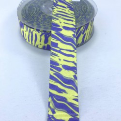 Sarı Lacivert Desenli Grogren Kurdele-DGK-1465