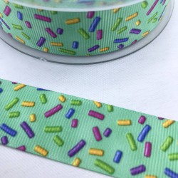 Yeşil Renkli Şeker Desenli Grogren Kurdele-DGK-1477