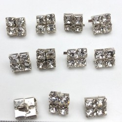 Gümüş Rengi Kare Taşlı Abiye Düğme-DGM-1000 Gümüş Rengi Kare Taşlı Abiye Düğme-DGM-1000