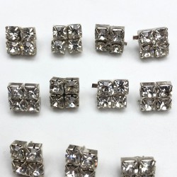 Gümüş Rengi Kare Taşlı Abiye Düğme-DGM-1000 Gümüş Rengi Kare Taşlı Abiye Düğme-DGM-1000