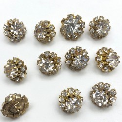 Altın Sarısı Papatya Desen Taşlı Abiye Düğme-DGM-1004 Altın Sarısı Papatya Desen Taşlı Abiye Düğme-DGM-1004