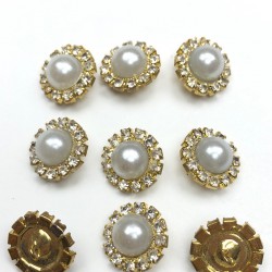 Altın Sarısı Desenli Taşlı Abiye Düğme-DGM-1008 Altın Sarısı Desenli Taşlı Abiye Düğme-DGM-1008