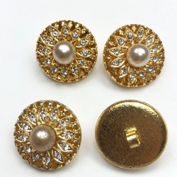 Altın Sarısı İncili Taşlı Abiye Düğme-DGM-1013 Altın Sarısı İncili Taşlı Abiye Düğme-DGM-1013
