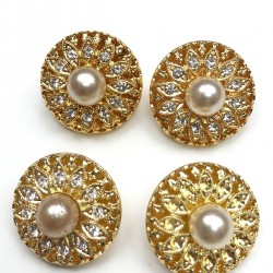 Altın Sarısı İncili Taşlı Abiye Düğme-DGM-1013 Altın Sarısı İncili Taşlı Abiye Düğme-DGM-1013