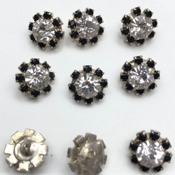 Siyah Papatya Desen Abiye Taşlı Düğme-DGM-1016 Siyah Papatya Desen Abiye Taşlı Düğme-DGM-1016