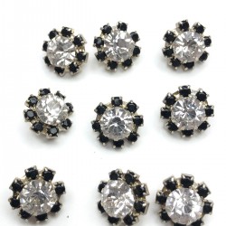 Siyah Papatya Desen Abiye Taşlı Düğme-DGM-1016 Siyah Papatya Desen Abiye Taşlı Düğme-DGM-1016