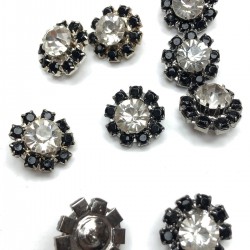 Siyah Papatya Taşlı Abiye Düğme-DGM-1018 Siyah Papatya Taşlı Abiye Düğme-DGM-1018
