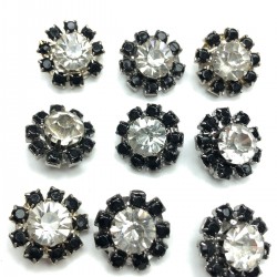 Siyah Papatya Taşlı Abiye Düğme-DGM-1018 Siyah Papatya Taşlı Abiye Düğme-DGM-1018