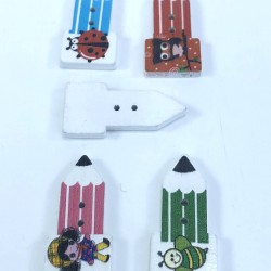 Kalem Desenli Renkli Düğme-DGM-1031 Kalem Desenli Renkli Düğme-DGM-1031