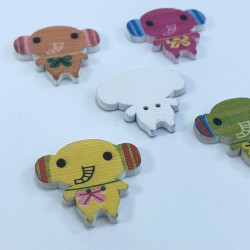 Fil Desenli Renkli Düğme-DGM-1035 Fil Desenli Renkli Düğme-DGM-1035