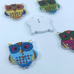 Baykuş Desenli Renkli Düğme-DGM-1036 Baykuş Desenli Renkli Düğme-DGM-1036