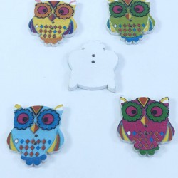 Baykuş Desenli Renkli Düğme-DGM-1036 Baykuş Desenli Renkli Düğme-DGM-1036