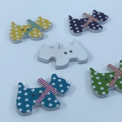 Puantiyeli Köpek Desenli Renkli Düğme-DGM-1037 Puantiyeli Köpek Desenli Renkli Düğme-DGM-1037