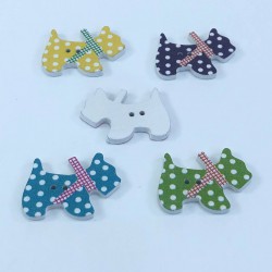Puantiyeli Köpek Desenli Renkli Düğme-DGM-1037 Puantiyeli Köpek Desenli Renkli Düğme-DGM-1037