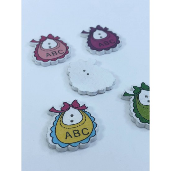 Abc Desenli Renkli Düğme-DGM-1038