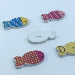 Balık Desenli Renkli Düğme-DGM-1042 Balık Desenli Renkli Düğme-DGM-1042