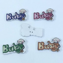 Baby Yazılı Renkli Düğme-DGM-1044 Baby Yazılı Renkli Düğme-DGM-1044