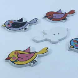 Kuş Desenli Renkli Düğme-DGM-1046 Kuş Desenli Renkli Düğme-DGM-1046