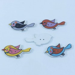 Kuş Desenli Renkli Düğme-DGM-1046 Kuş Desenli Renkli Düğme-DGM-1046