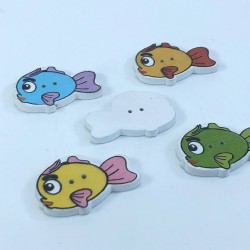 Renkli Balık Desenli Düğme-DGM-1049 Renkli Balık Desenli Düğme-DGM-1049