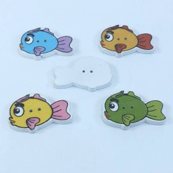 Renkli Balık Desenli Düğme-DGM-1049 Renkli Balık Desenli Düğme-DGM-1049