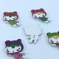 Sevimli Kız Desenli Renkli Düğme-DGM-1051 Sevimli Kız Desenli Renkli Düğme-DGM-1051