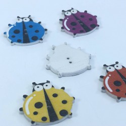 Uğur Böceği Desenli Renkli Düğme-DGM-1052 Uğur Böceği Desenli Renkli Düğme-DGM-1052