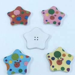 Yıldız Desenli Renkli Düğme-DGM-1061 Yıldız Desenli Renkli Düğme-DGM-1061