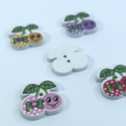 Kiraz Desenli Renkli Düğme-DGM-1062 Kiraz Desenli Renkli Düğme-DGM-1062