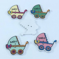Bebek Arabası Desenli Renkli Düğme-DGM-1066 Bebek Arabası Desenli Renkli Düğme-DGM-1066