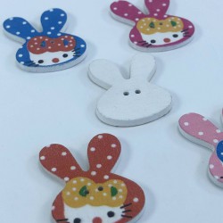 Tavşan Desenli Renkli Düğme-DGM-1072 Tavşan Desenli Renkli Düğme-DGM-1072