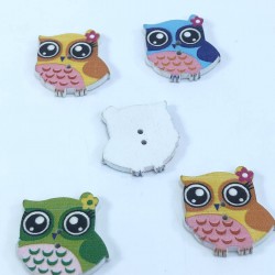 Renkli Baykuş Desenli Düğme-DGM-1076 Renkli Baykuş Desenli Düğme-DGM-1076