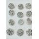 Beyaz Gümüş Taşlı Plastik Düğme 1 Paket 10 Adet-DGM-1083
