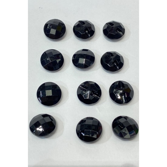 Siyah Plastik Alttan Dikmeli Düğme 1 Paket 10 Adet-DGM-1084