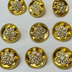 Gold Çiçek Desenli Taşlı Düğme 1 Paket 1 Adet-DGM-1086 Gold Çiçek Desenli Taşlı Düğme 1 Paket 1 Adet-DGM-1086