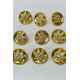 Gold Çiçek Desenli Taşlı Düğme 1 Paket 1 Adet-DGM-1086
