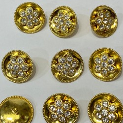 Gold Çiçek Desenli Taşlı Düğme 1 Paket 1 Adet-DGM-1086 Gold Çiçek Desenli Taşlı Düğme 1 Paket 1 Adet-DGM-1086