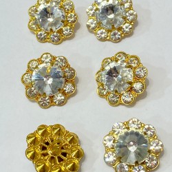 İri Taşlı Çiçek Desenli Gold Abiye Düğme 1 Paket 1 Adet-DGM-1087 İri Taşlı Çiçek Desenli Gold Abiye Düğme 1 Paket 1 Adet-DGM-1087