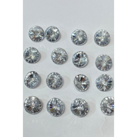 Gümüş Rengi Alttan Dikmeli Şeffaf Dikme Düğme 1 Paket 10 Adet-DGM-1089