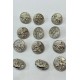 Gümüş Gül Desenli Plastik Düğme 1 Paket 10 Adet-DGM-1091