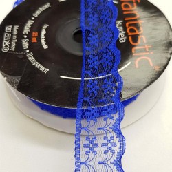 Saks Mavi Dantel Kurdele 2,5 cm-DKR-1001
